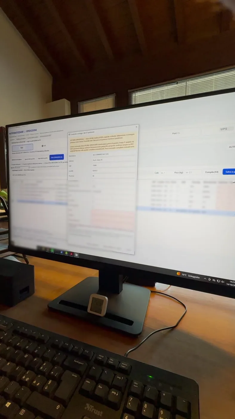 Finestra di verifica e completamento dei dati della spedizione in AZSPEDIZIONI
