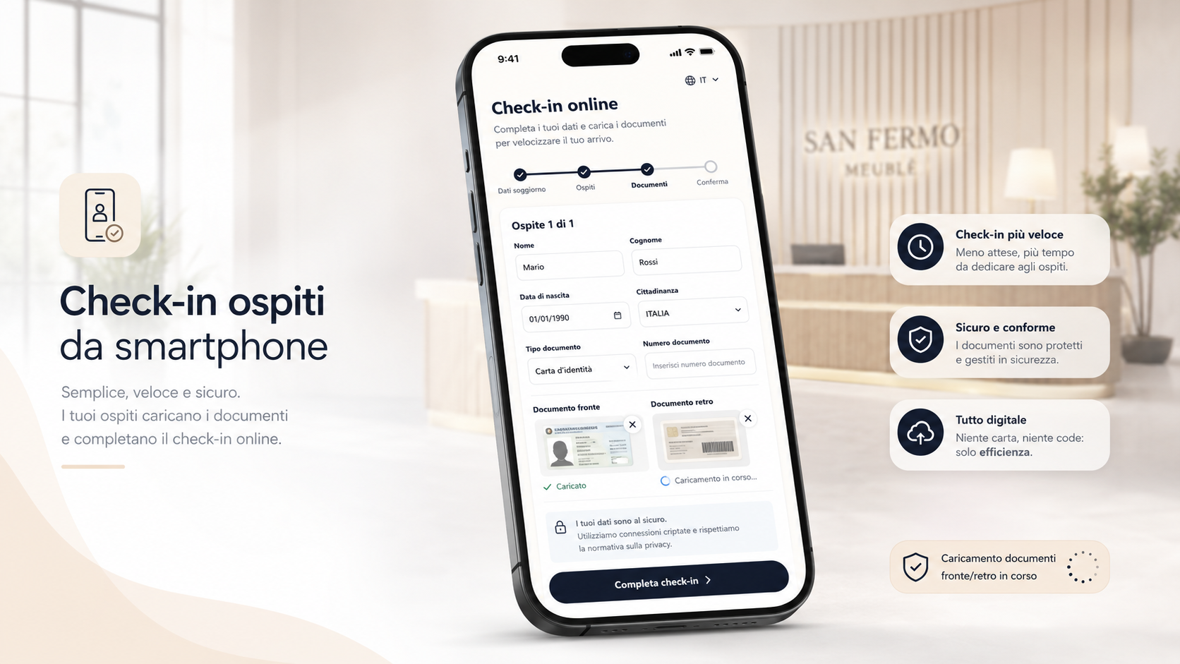Check-in online HotelGest da smartphone